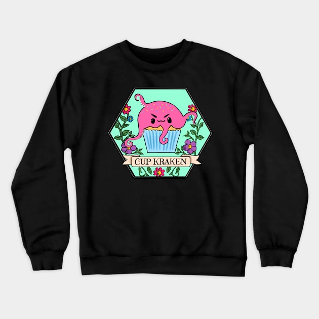 Cup Kraken : Cute Tea Party Kraken Pun Crewneck Sweatshirt by Mighty Fine Arts